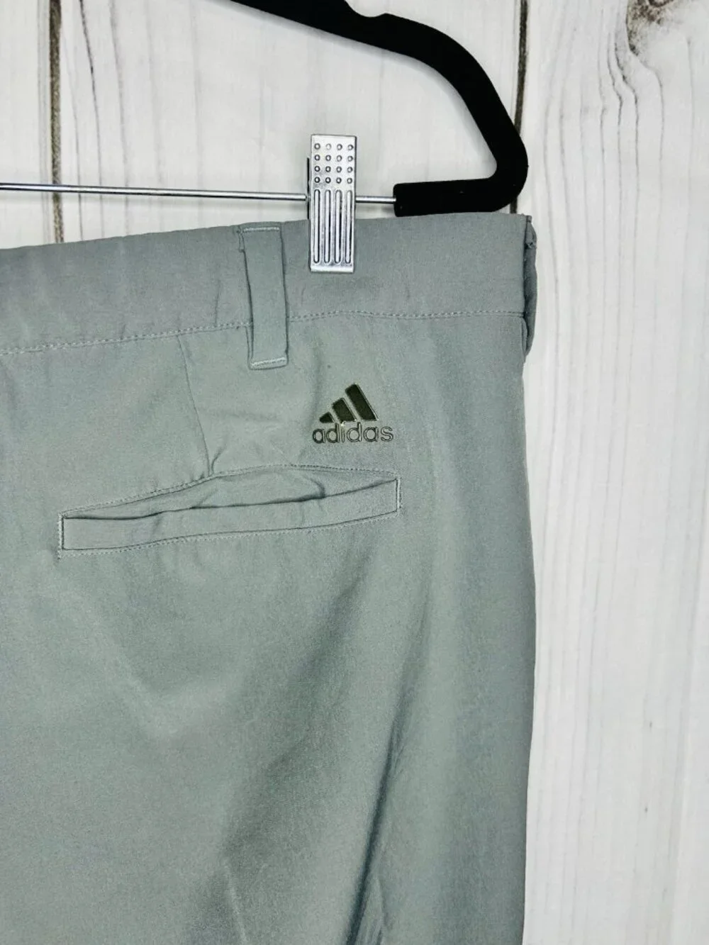Adidas Mens Golf Pants 38x32 Gray Polyester Blend Straight Leg Flat Front